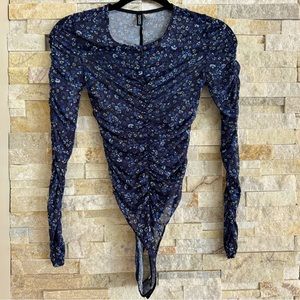 H&M Ruched Sheer Bodysuit